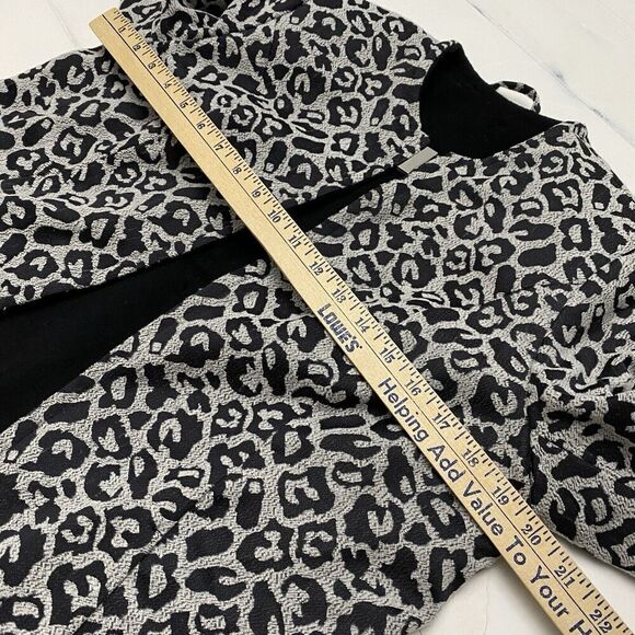 Betsy Johnson Black Snow Leopard Print Reversible Coat Wool Blend Women's Large - Picture 10 of 13